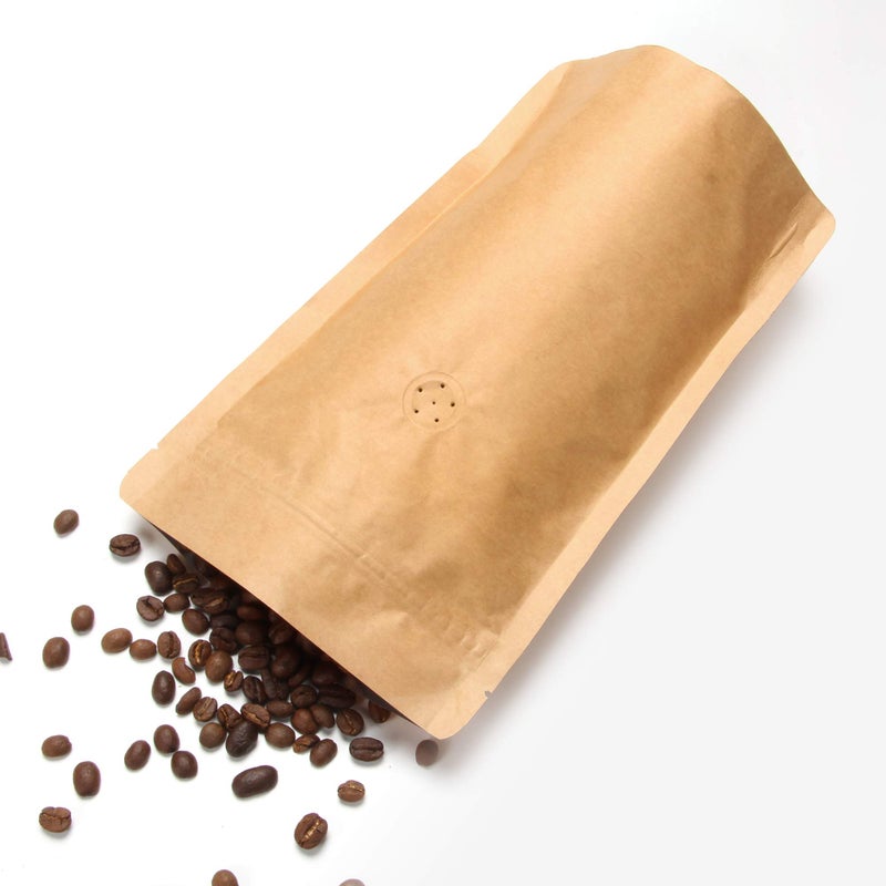 EverPack 250g / 8oz / Â½lb Kraft Paper Stand Up Coffee Bag Pouch. Round Bottom, Zip Lock, Degassing Valve and Heat Seal-able. Pack of 10 - Image 3